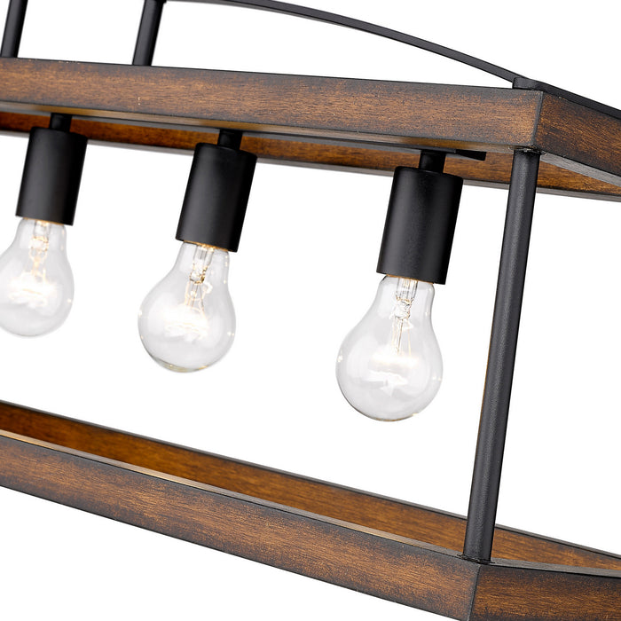 Golden 3184-LP NB-RO Five Light Linear Pendant, Natural Black