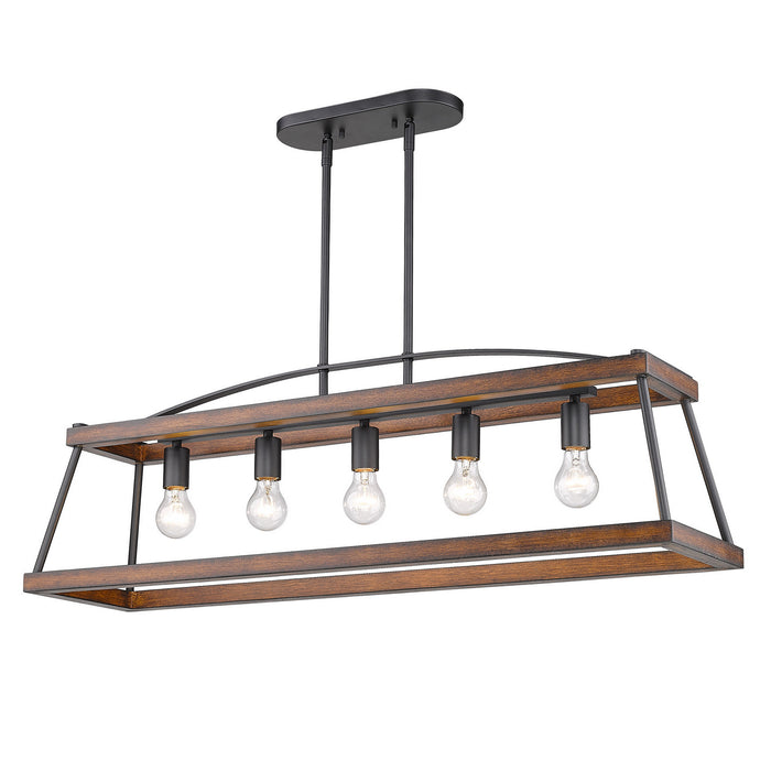 Golden 3184-LP NB-RO Five Light Linear Pendant, Natural Black