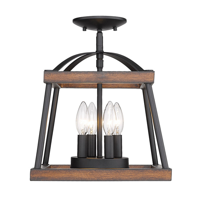 Golden 3184-SF NB-RO Three Light Semi-Flush Mount, Natural Black