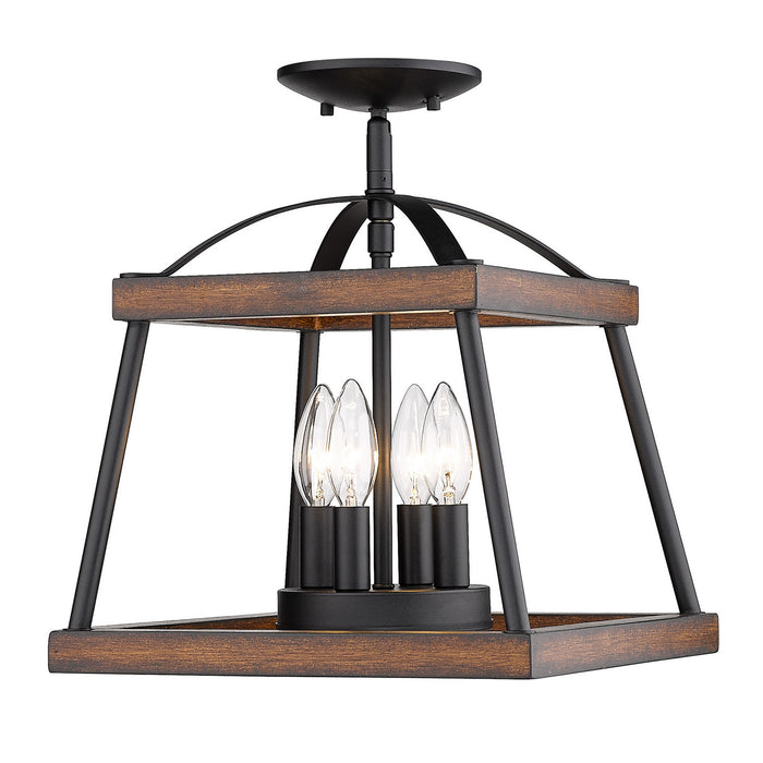 Golden 3184-SF NB-RO Three Light Semi-Flush Mount, Natural Black