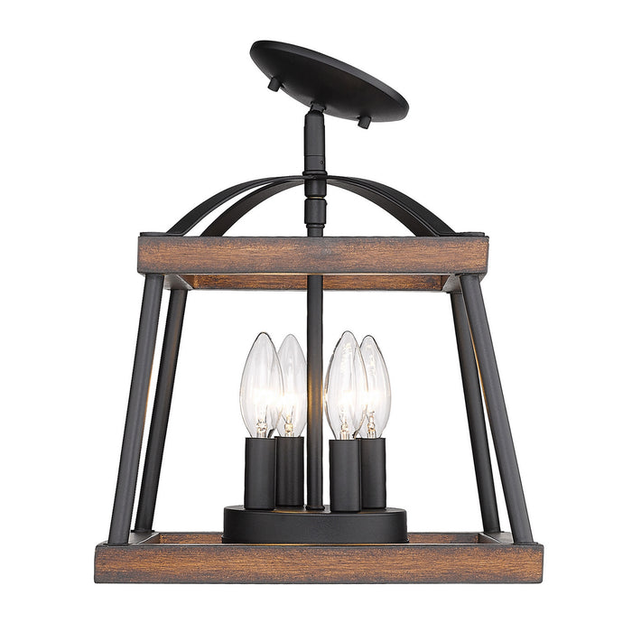 Golden 3184-SF NB-RO Three Light Semi-Flush Mount, Natural Black