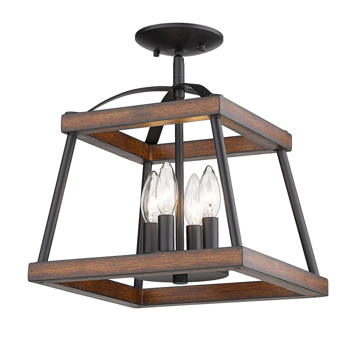 Golden 3184-SF NB-RO Three Light Semi-Flush Mount, Natural Black