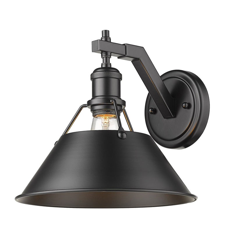 Golden 3306-1W BLK-BLK One Light Wall Sconce, Matte Black