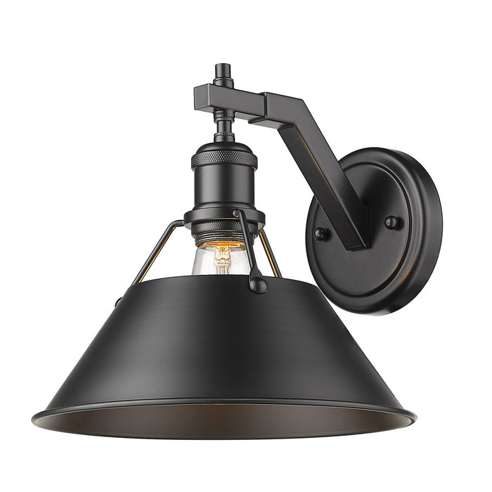Golden 3306-1W BLK-BLK One Light Wall Sconce, Matte Black