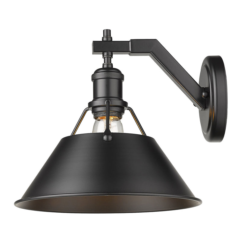 Golden 3306-1W BLK-BLK One Light Wall Sconce, Matte Black