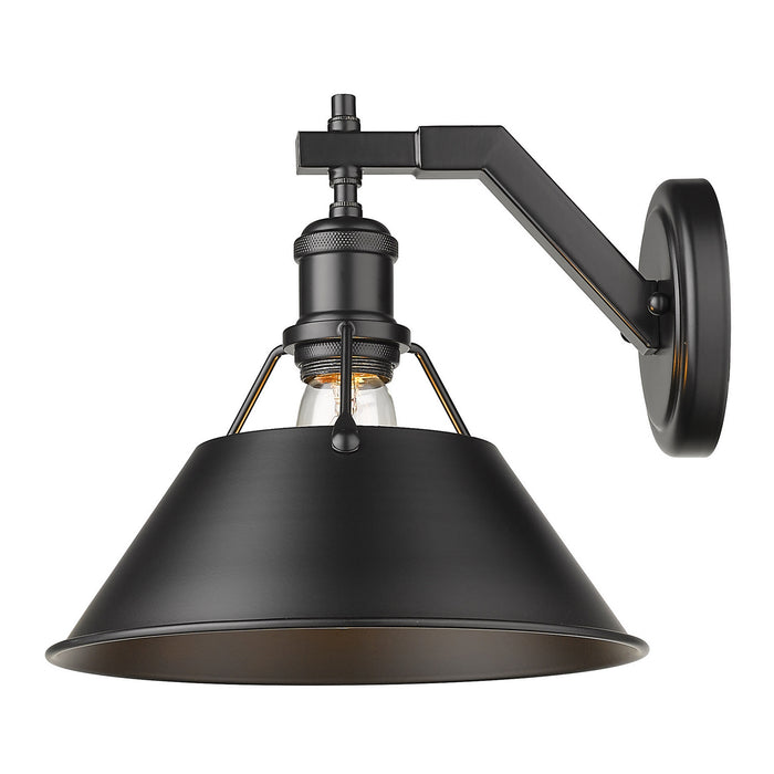 Golden 3306-1W BLK-BLK One Light Wall Sconce, Matte Black