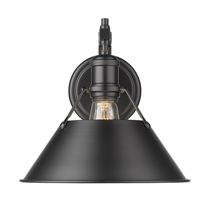 Golden 3306-1W BLK-BLK One Light Wall Sconce, Matte Black