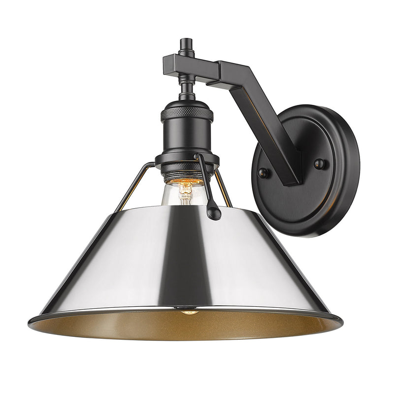 Golden 3306-1W BLK-CH One Light Wall Sconce, Matte Black