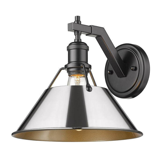 Golden 3306-1W BLK-CH One Light Wall Sconce, Matte Black