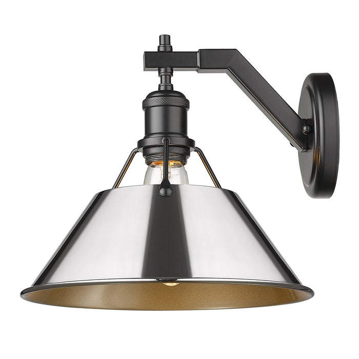 Golden 3306-1W BLK-CH One Light Wall Sconce, Matte Black