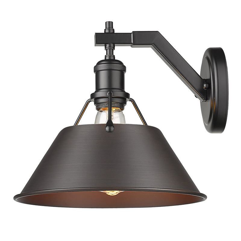 Golden 3306-1W BLK-RBZ One Light Wall Sconce, Matte Black
