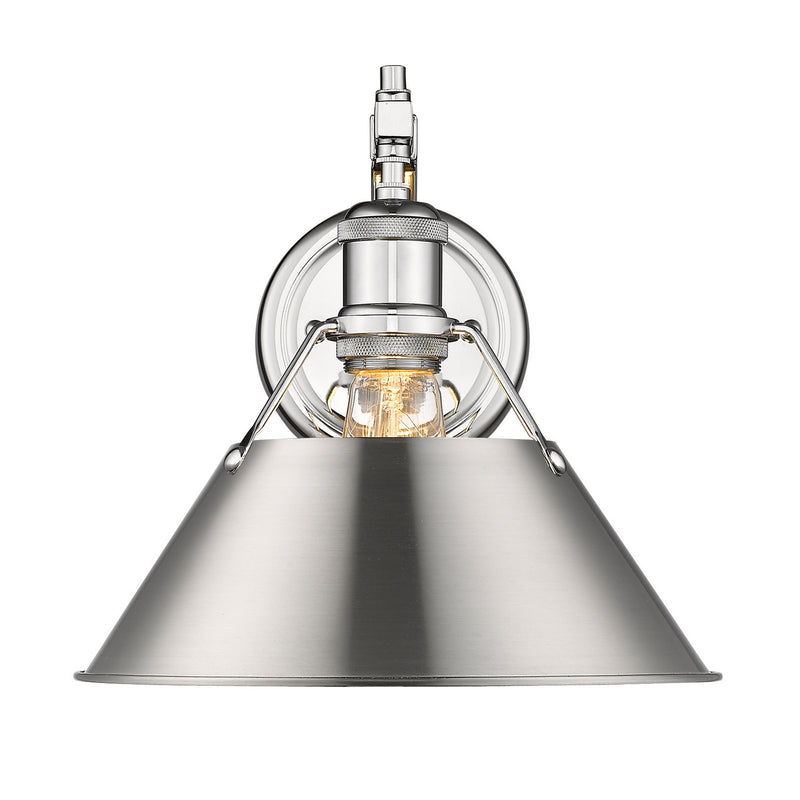Golden 3306-1W CH-PW One Light Wall Sconce, Chrome