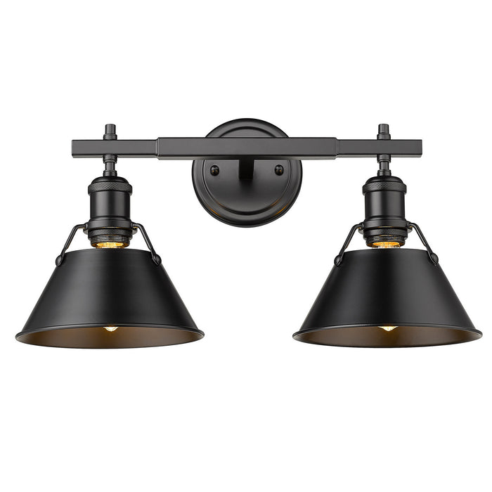 Golden 3306-BA2 BLK-BLK Two Light Bath Vanity, Matte Black