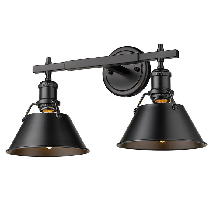Golden 3306-BA2 BLK-BLK Two Light Bath Vanity, Matte Black