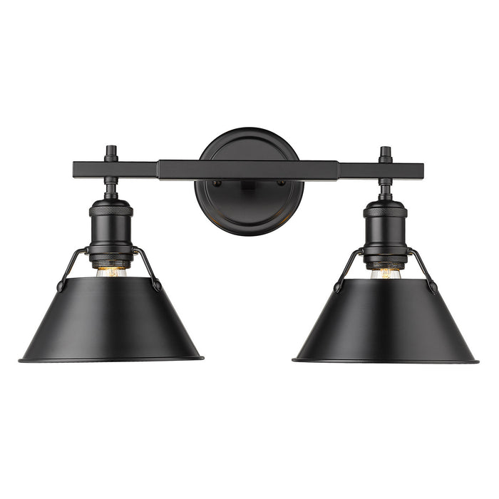 Golden 3306-BA2 BLK-BLK Two Light Bath Vanity, Matte Black