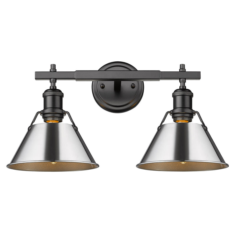 Golden 3306-BA2 BLK-CH Two Light Bath Vanity, Matte Black