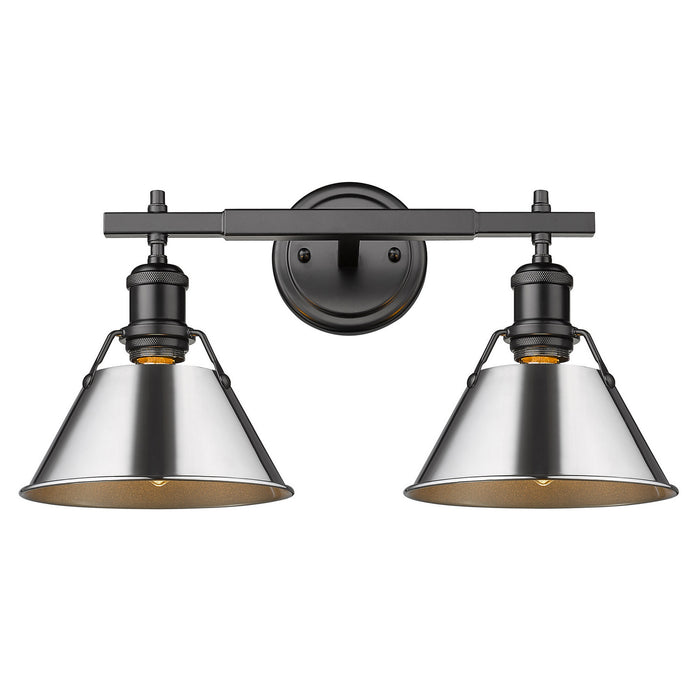 Golden 3306-BA2 BLK-CH Two Light Bath Vanity, Matte Black