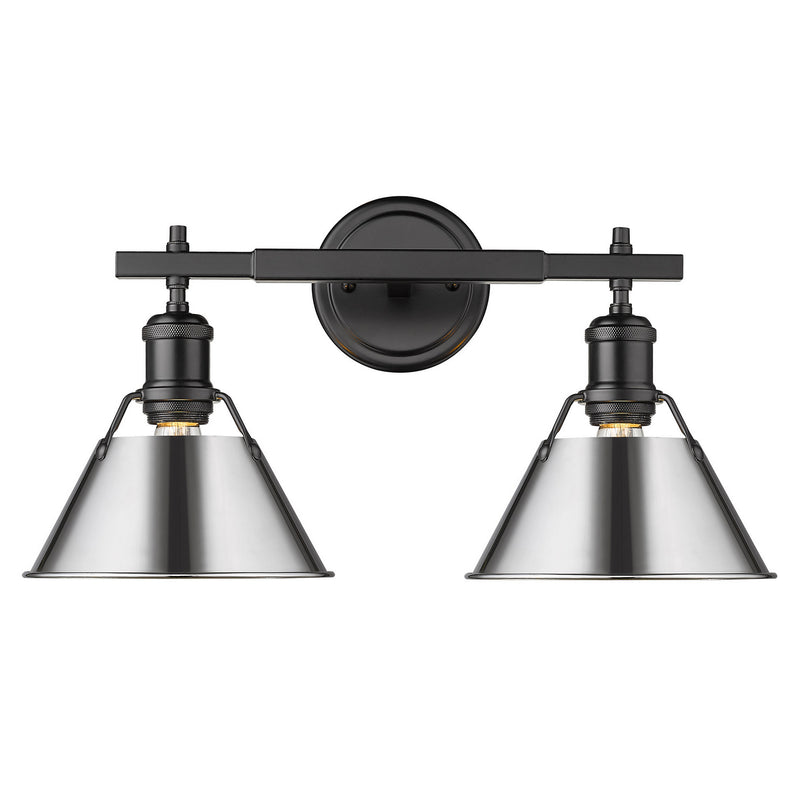 Golden 3306-BA2 BLK-CH Two Light Bath Vanity, Matte Black