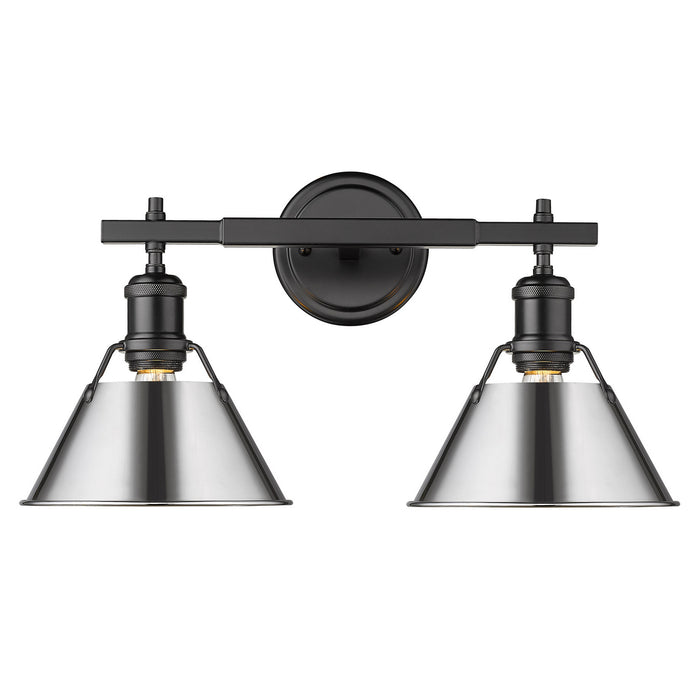 Golden 3306-BA2 BLK-CH Two Light Bath Vanity, Matte Black