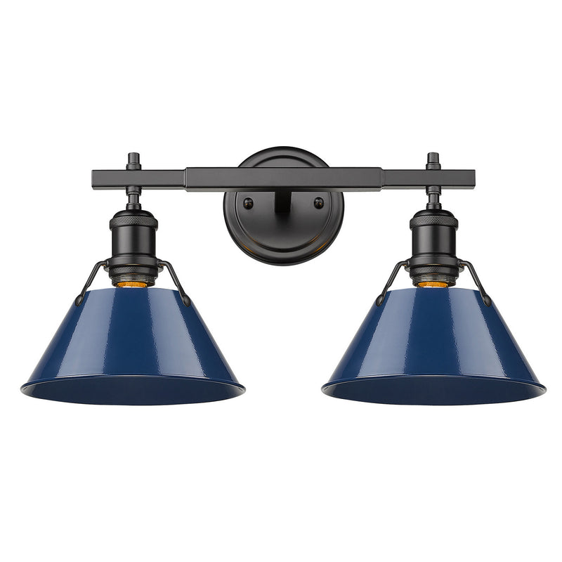 Golden 3306-BA2 BLK-NVY Two Light Bath Vanity, Matte Black