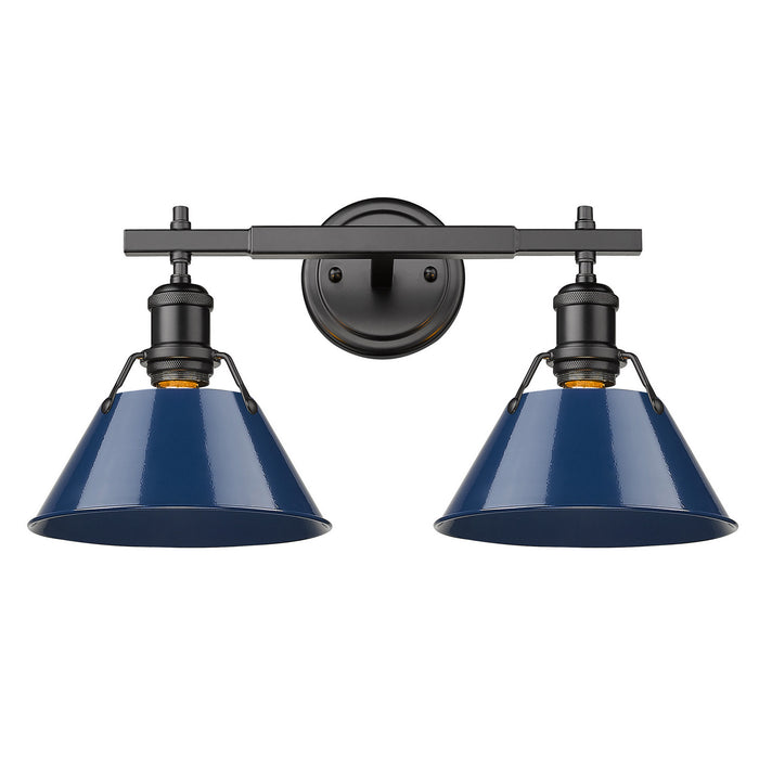 Golden 3306-BA2 BLK-NVY Two Light Bath Vanity, Matte Black