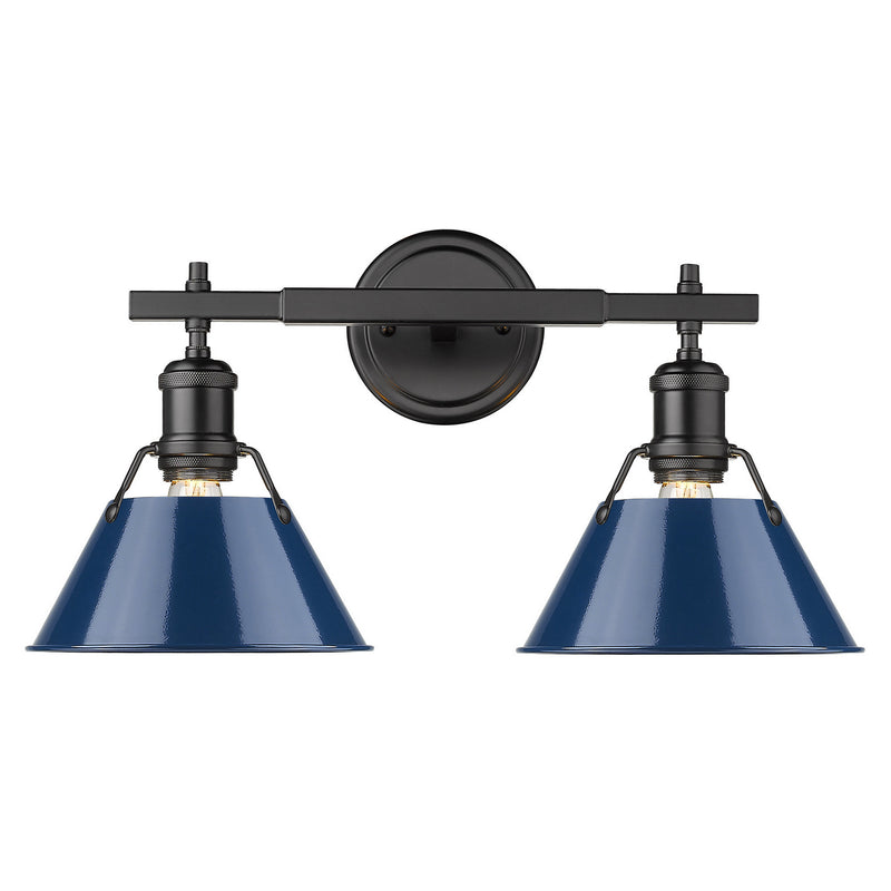 Golden 3306-BA2 BLK-NVY Two Light Bath Vanity, Matte Black