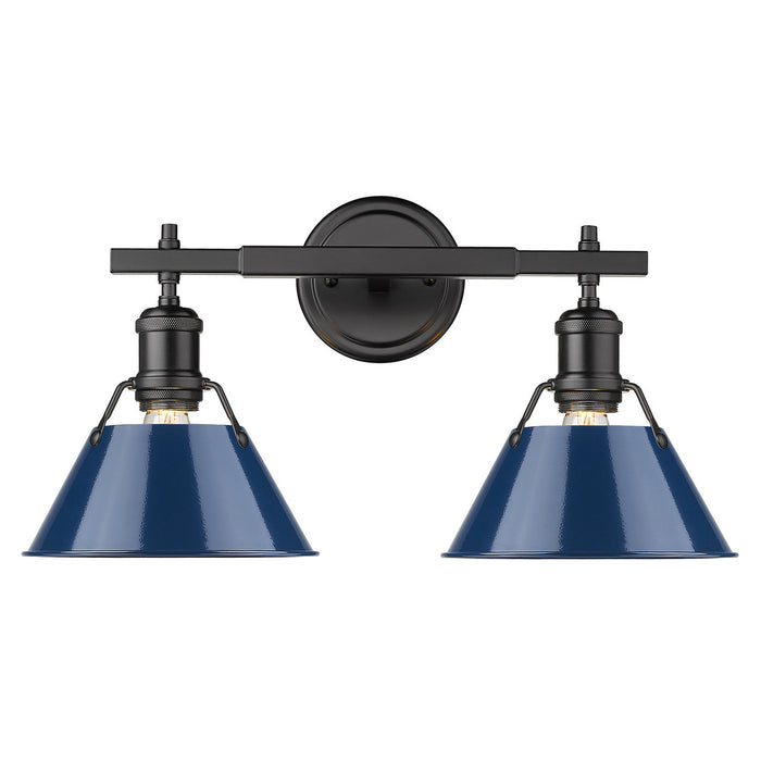 Golden 3306-BA2 BLK-NVY Two Light Bath Vanity, Matte Black