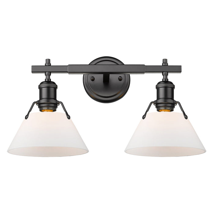 Golden 3306-BA2 BLK-OP Two Light Bath Vanity, Matte Black