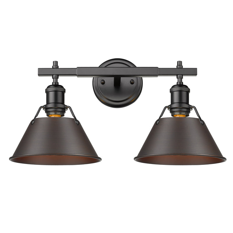 Golden 3306-BA2 BLK-RBZ Two Light Bath Vanity, Matte Black