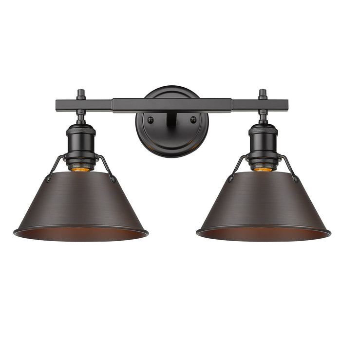 Golden 3306-BA2 BLK-RBZ Two Light Bath Vanity, Matte Black