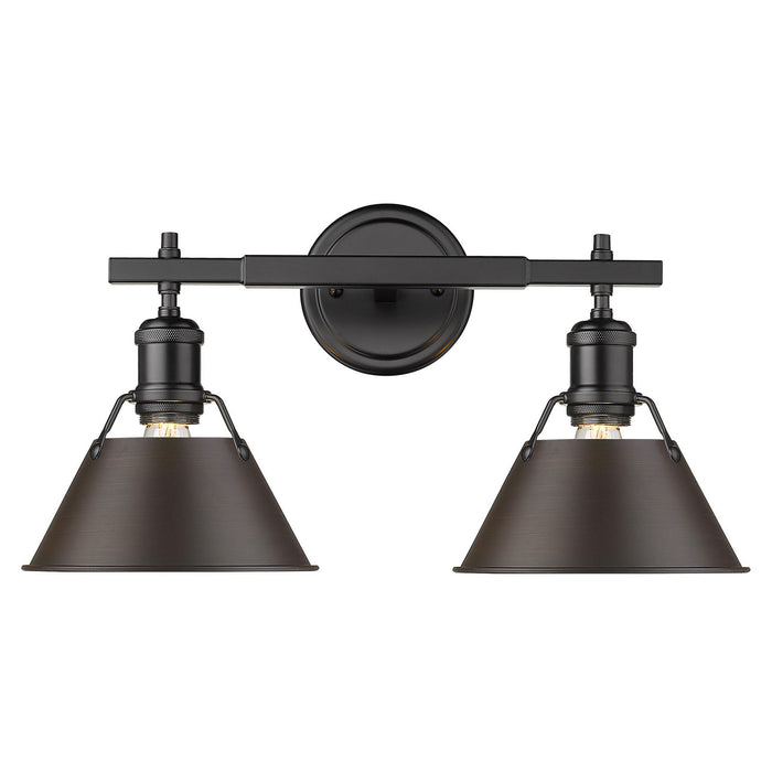 Golden 3306-BA2 BLK-RBZ Two Light Bath Vanity, Matte Black