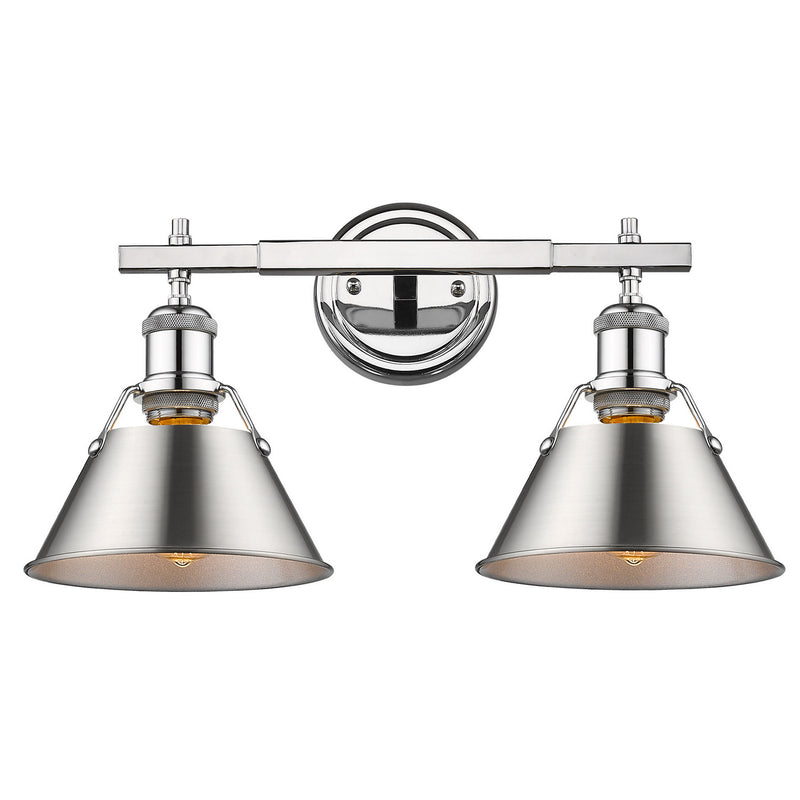 Golden 3306-BA2 CH-PW Two Light Bath Vanity, Chrome