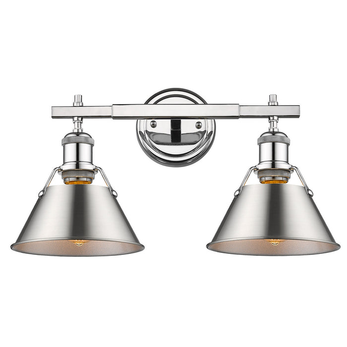 Golden 3306-BA2 CH-PW Two Light Bath Vanity, Chrome