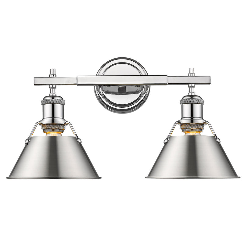 Golden 3306-BA2 CH-PW Two Light Bath Vanity, Chrome