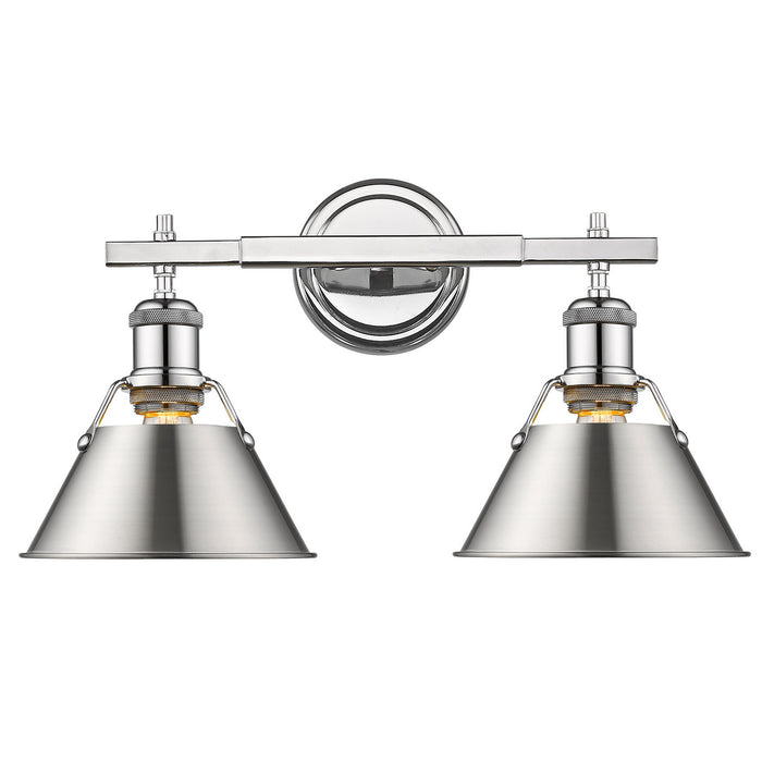 Golden 3306-BA2 CH-PW Two Light Bath Vanity, Chrome