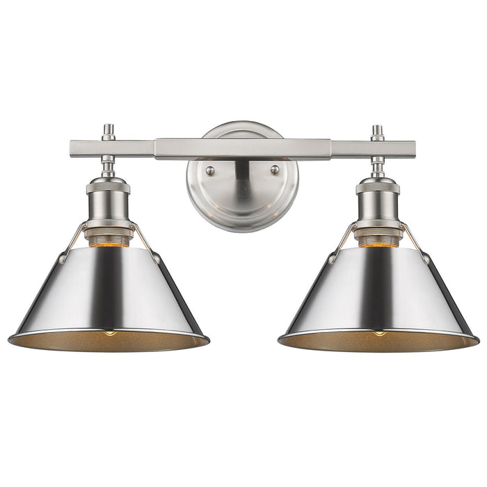 Golden 3306-BA2 PW-CH Two Light Bath Vanity, Pewter