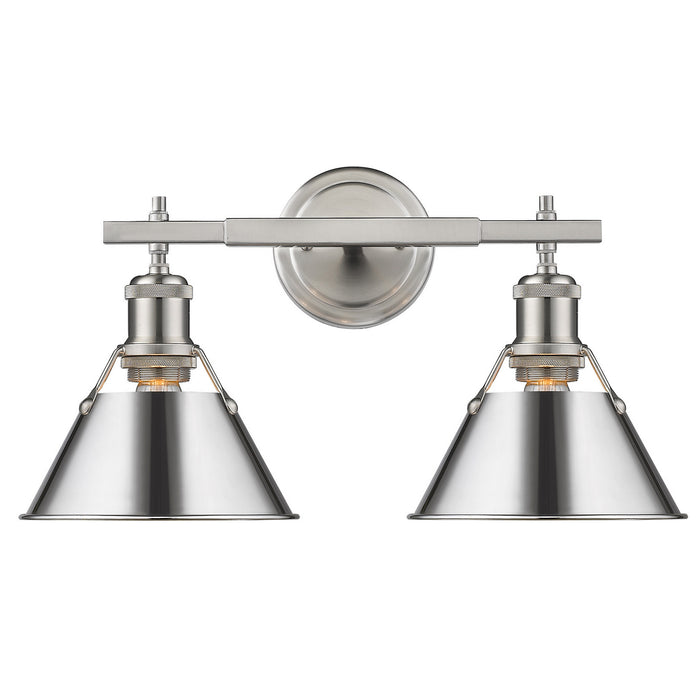 Golden 3306-BA2 PW-CH Two Light Bath Vanity, Pewter