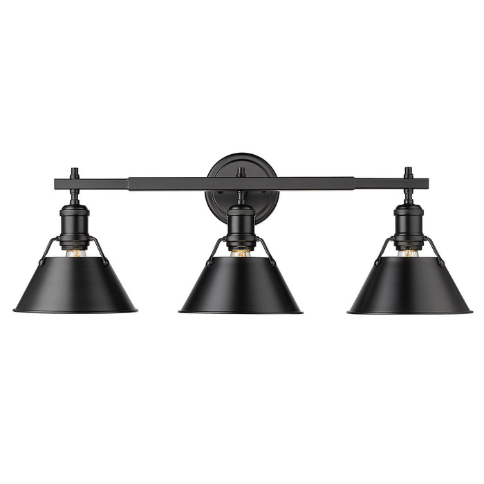 Golden 3306-BA3 BLK-BLK Three Light Bath Vanity, Matte Black