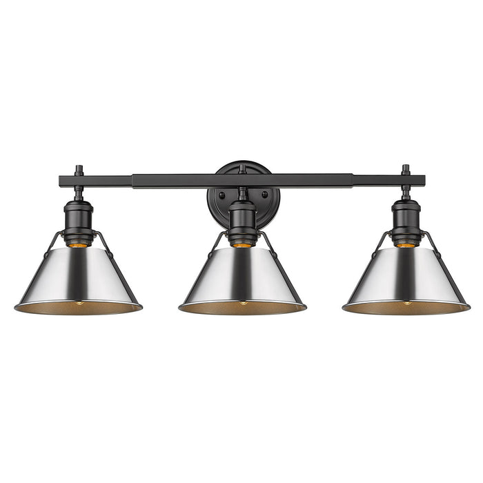 Golden 3306-BA3 BLK-CH Three Light Bath Vanity, Matte Black