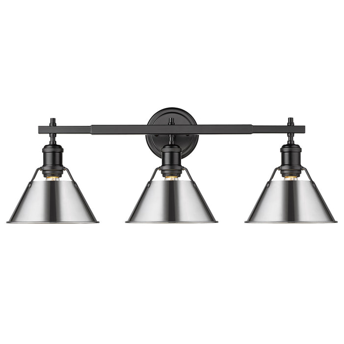 Golden 3306-BA3 BLK-CH Three Light Bath Vanity, Matte Black
