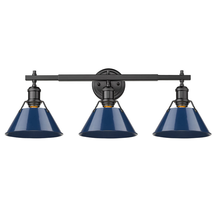 Golden 3306-BA3 BLK-NVY Three Light Bath Vanity, Matte Black