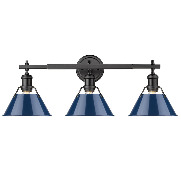 Golden 3306-BA3 BLK-NVY Three Light Bath Vanity, Matte Black