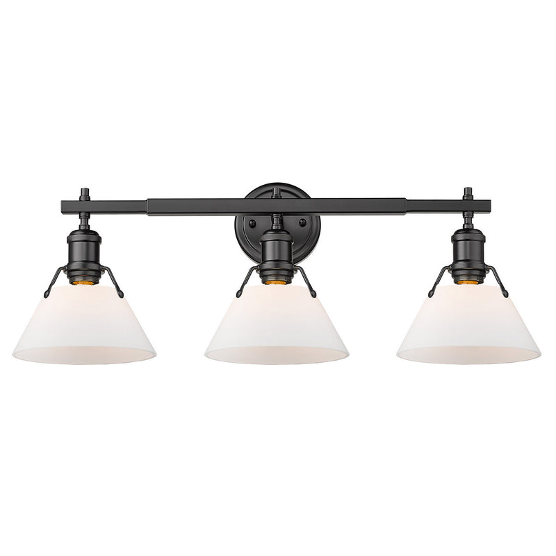 Golden 3306-BA3 BLK-OP Three Light Bath Vanity, Matte Black