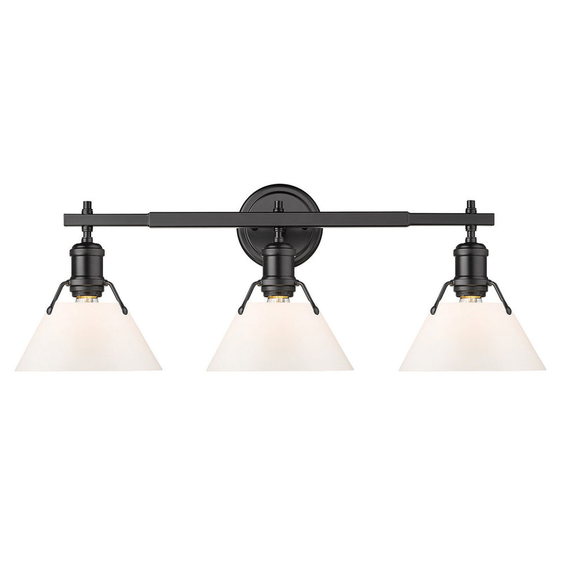 Golden 3306-BA3 BLK-OP Three Light Bath Vanity, Matte Black