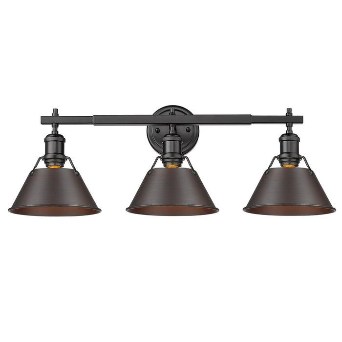 Golden 3306-BA3 BLK-RBZ Three Light Bath Vanity, Matte Black