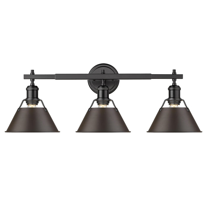 Golden 3306-BA3 BLK-RBZ Three Light Bath Vanity, Matte Black