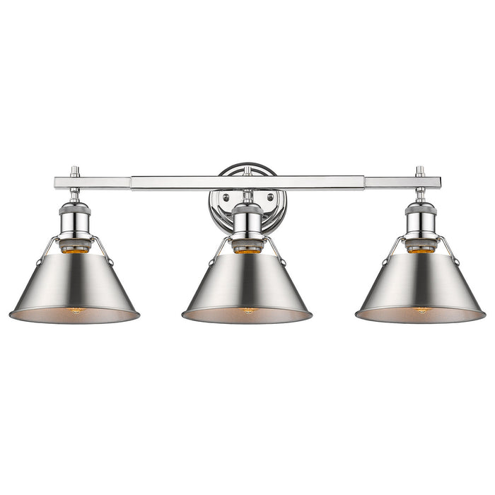 Golden 3306-BA3 CH-PW Three Light Bath Vanity, Chrome