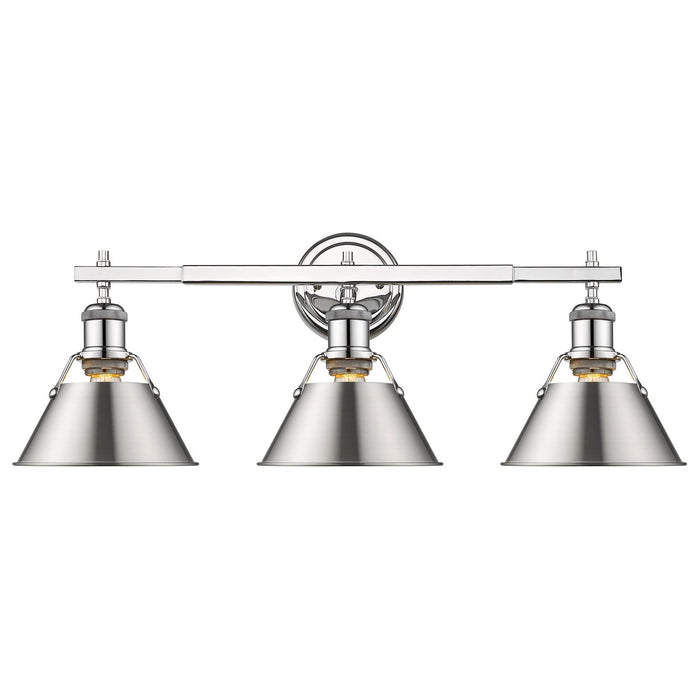 Golden 3306-BA3 CH-PW Three Light Bath Vanity, Chrome