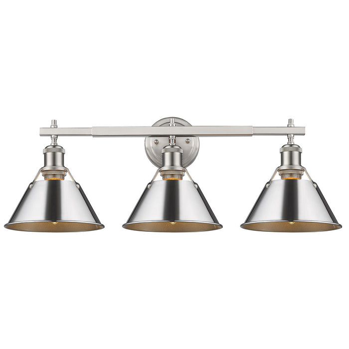 Golden 3306-BA3 PW-CH Three Light Bath Vanity, Pewter