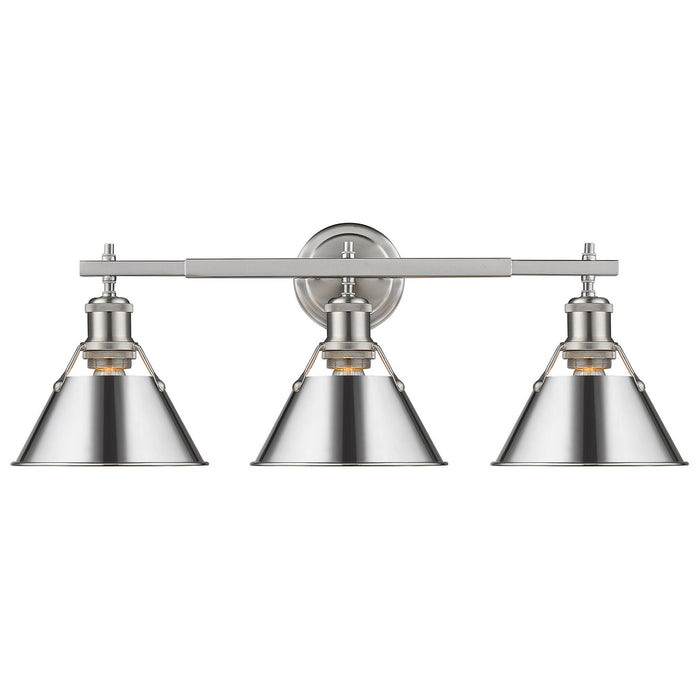 Golden 3306-BA3 PW-CH Three Light Bath Vanity, Pewter